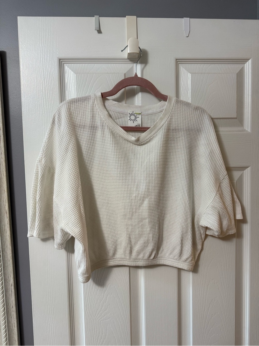 White Aerie Waffle Knit Cropped Pullover